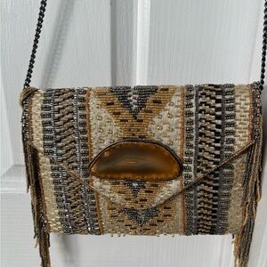 Elegant Black and Gold Wristlet with Chain Strap